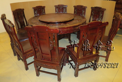 東陽紅木家具 品鑒非洲酸枝木財源滾滾圓臺餐桌